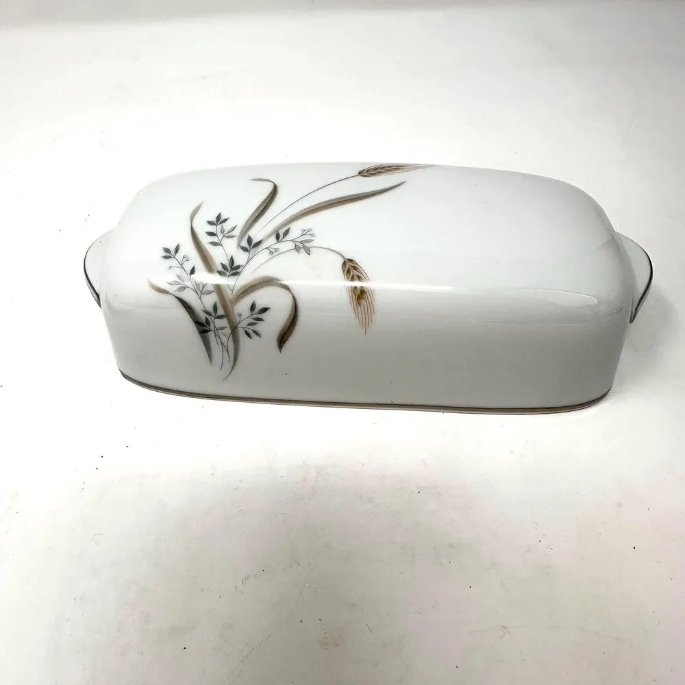 Vintage Zylstra Bountiful Covered Butter Dish Japan Fine China Platinum Wheat